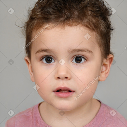 Neutral white child male with short  brown hair and brown eyes