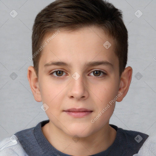 Neutral white child male with short  brown hair and brown eyes