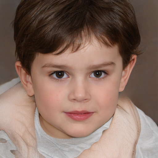 Neutral white child male with medium  brown hair and brown eyes