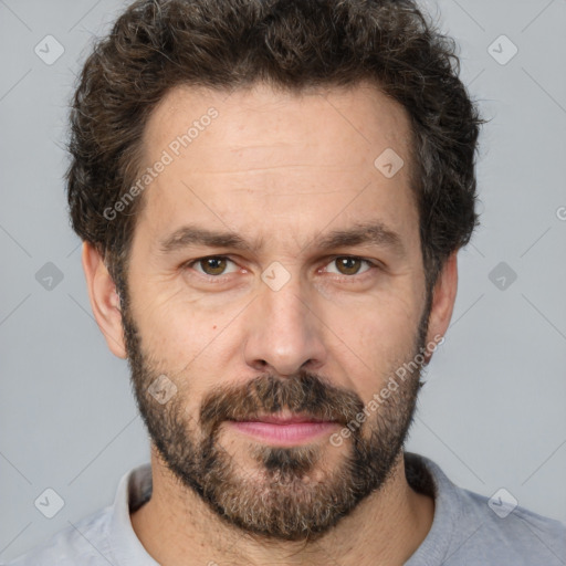 Neutral white adult male with short  brown hair and brown eyes