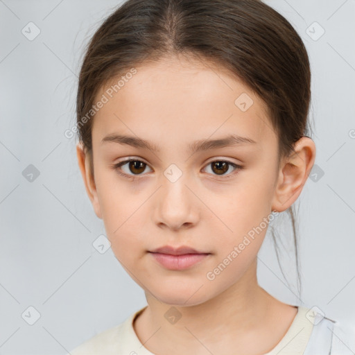 Neutral white child female with short  brown hair and brown eyes