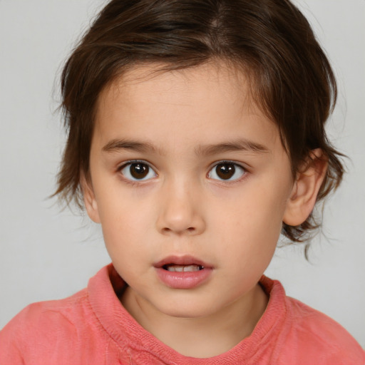 Neutral white child female with medium  brown hair and brown eyes