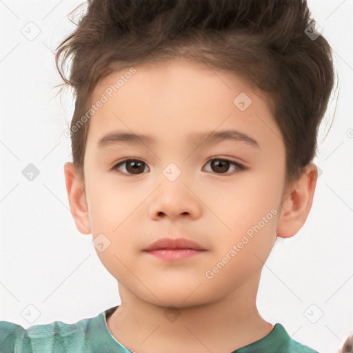 Neutral white child male with short  brown hair and brown eyes