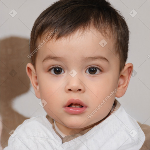 Neutral white child male with short  brown hair and brown eyes