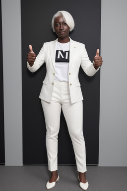 Adult non-binary with  white hair
