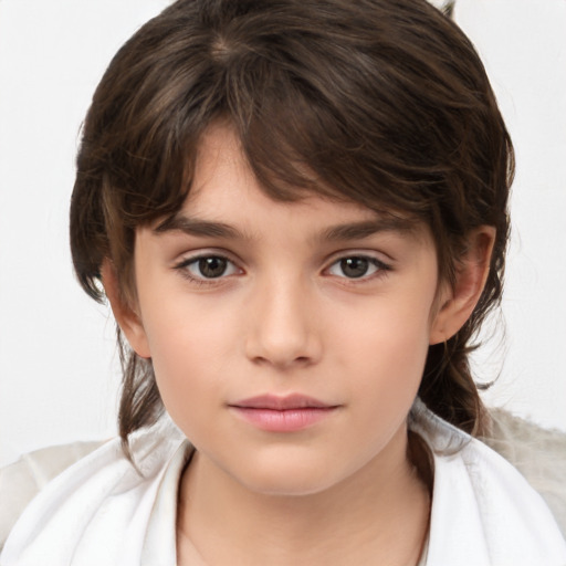 Neutral white child female with medium  brown hair and brown eyes