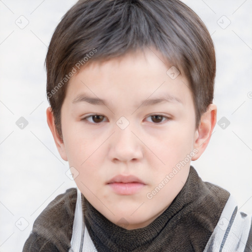 Neutral white child male with short  brown hair and brown eyes