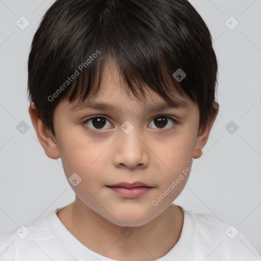 Neutral white child female with short  brown hair and brown eyes