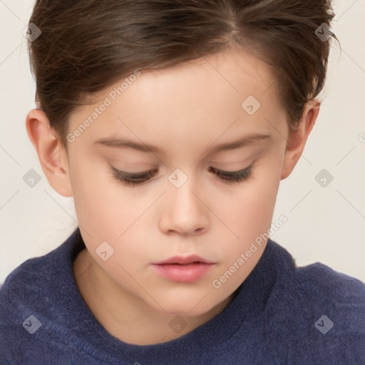 Neutral white child female with short  brown hair and brown eyes