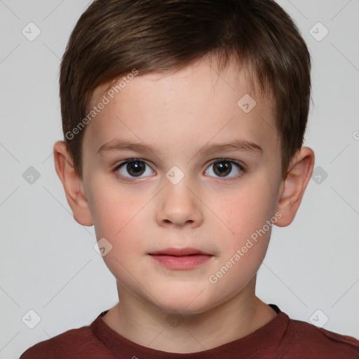 Neutral white child male with short  brown hair and brown eyes