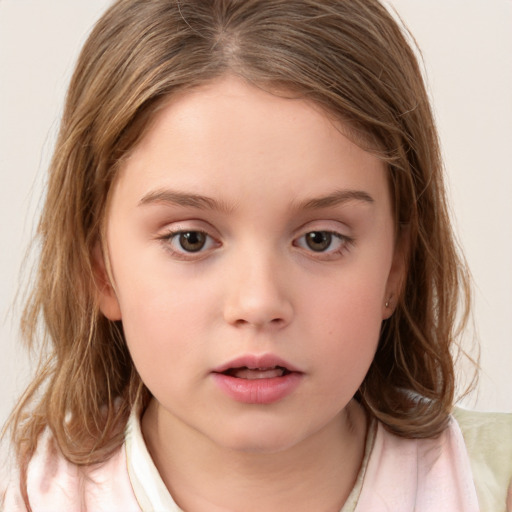 Neutral white child female with medium  brown hair and brown eyes