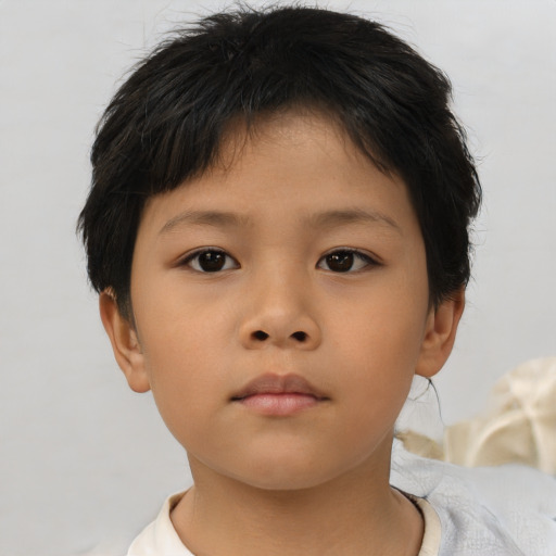 Neutral asian child female with short  brown hair and brown eyes