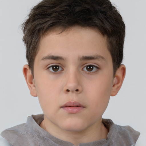 Neutral white child male with short  brown hair and brown eyes