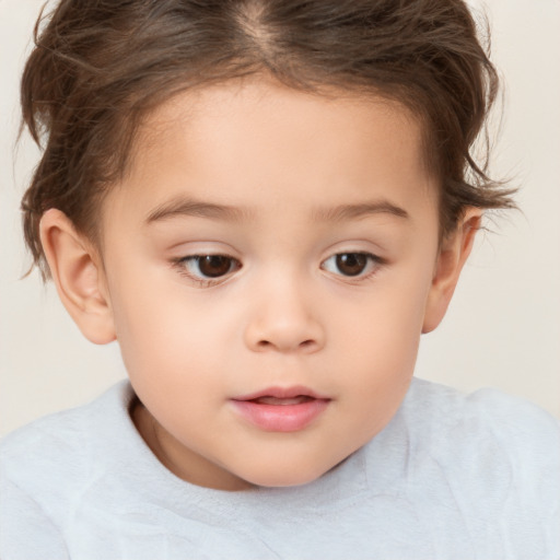 Neutral white child female with short  brown hair and brown eyes