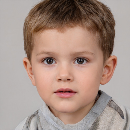 Neutral white child male with short  brown hair and brown eyes