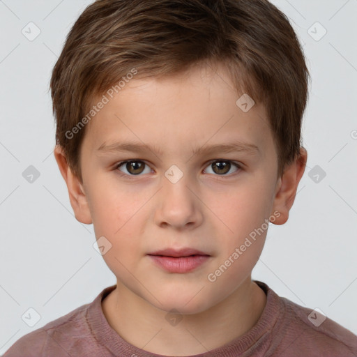 Neutral white child male with short  brown hair and brown eyes