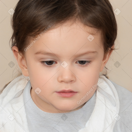 Neutral white child female with medium  brown hair and brown eyes