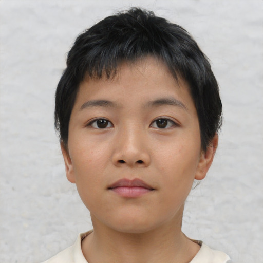Neutral asian young-adult male with short  brown hair and brown eyes