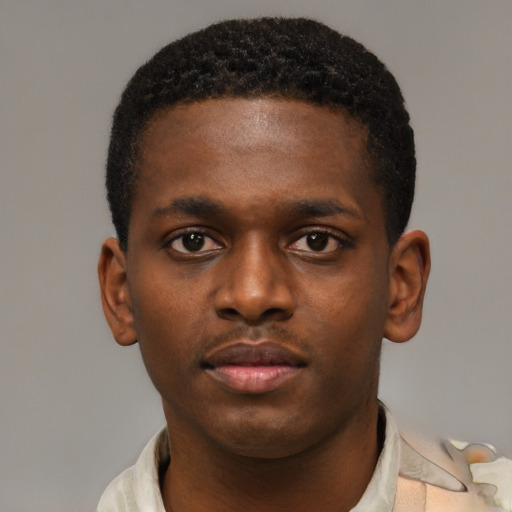 Neutral black young-adult male with short  brown hair and brown eyes