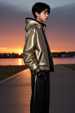 Teenager boy with  black hair