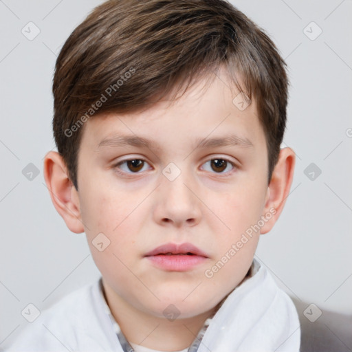 Neutral white child male with short  brown hair and brown eyes