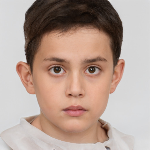 Neutral white child male with short  brown hair and brown eyes