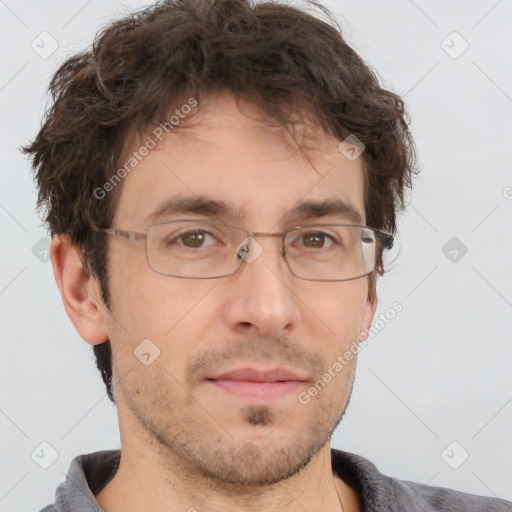 Neutral white adult male with short  brown hair and brown eyes