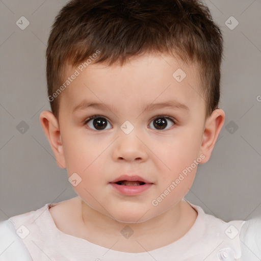 Neutral white child male with short  brown hair and brown eyes