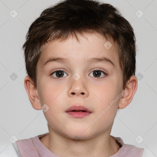 Neutral white child male with short  brown hair and brown eyes