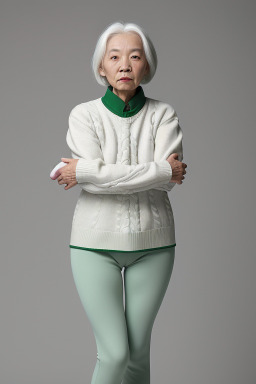 Chinese elderly female with  white hair