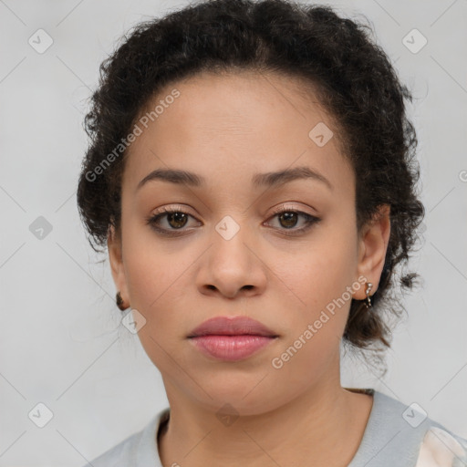 Neutral asian young-adult female with medium  brown hair and brown eyes