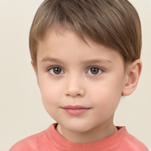 Neutral white child male with short  brown hair and brown eyes