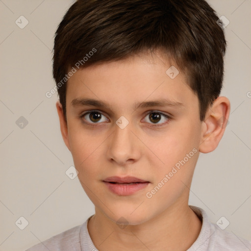 Neutral white child male with short  brown hair and brown eyes