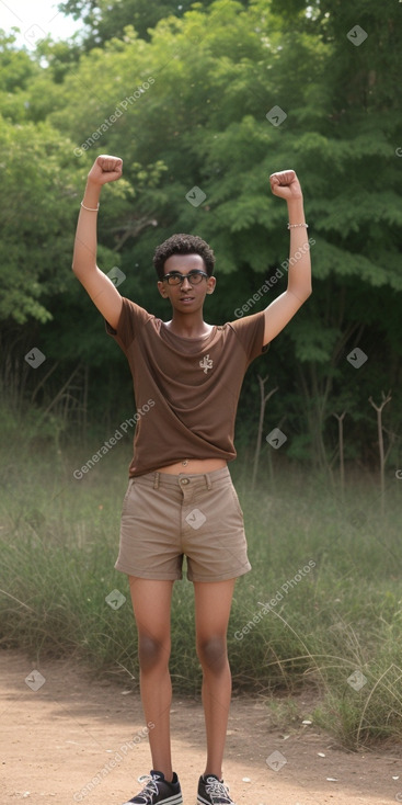 Sudanese adult non-binary with  brown hair