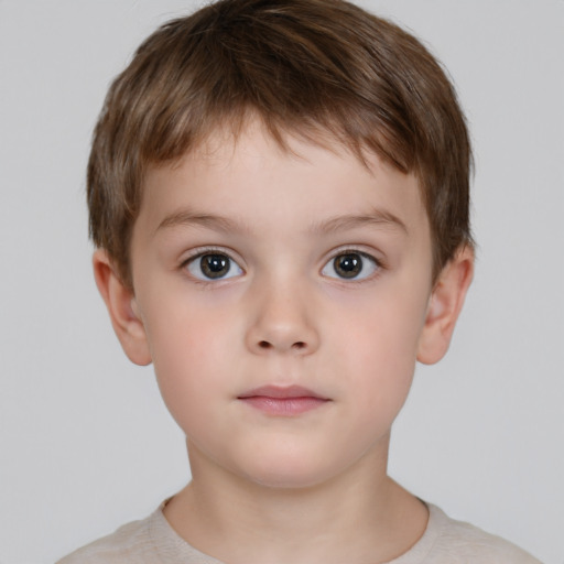 Neutral white child male with short  brown hair and brown eyes