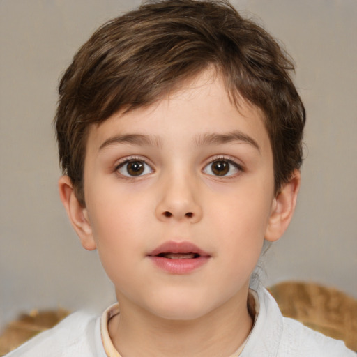 Neutral white child male with short  brown hair and brown eyes