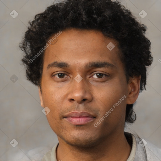 Neutral black young-adult male with short  brown hair and brown eyes