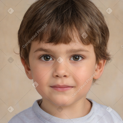 Neutral white child male with short  brown hair and brown eyes