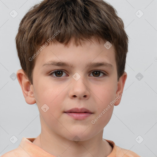 Neutral white child male with short  brown hair and brown eyes