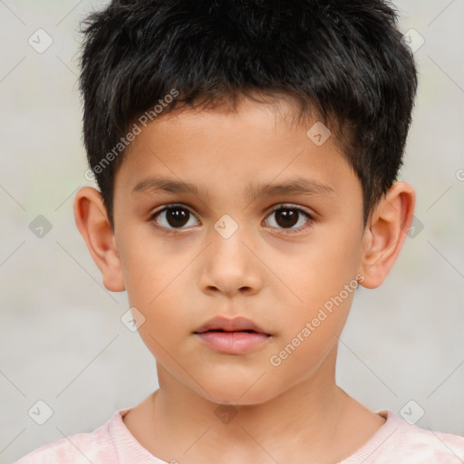 Neutral white child male with short  brown hair and brown eyes