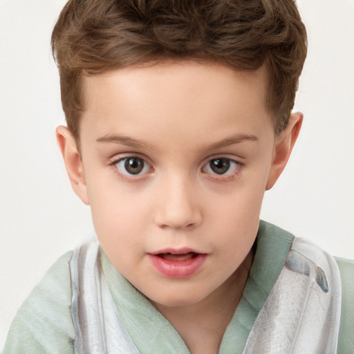 Neutral white child male with short  brown hair and brown eyes