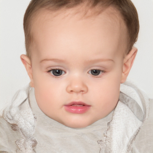 Neutral white child female with short  brown hair and blue eyes