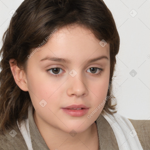 Neutral white child female with medium  brown hair and brown eyes