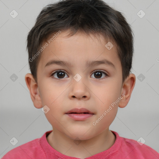 Neutral white child male with short  brown hair and brown eyes