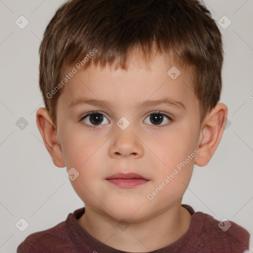 Neutral white child male with short  brown hair and brown eyes