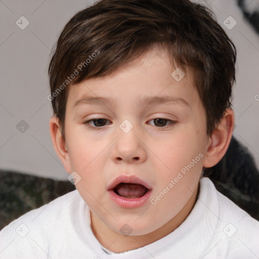 Neutral white child male with short  brown hair and brown eyes