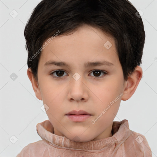 Neutral white child female with short  brown hair and brown eyes