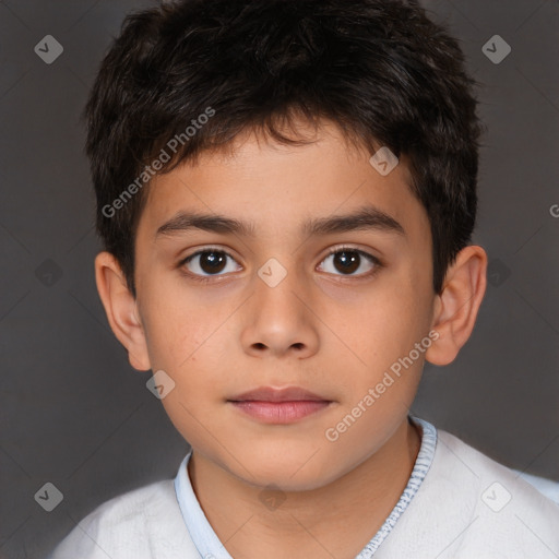 Neutral white child male with short  brown hair and brown eyes