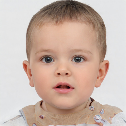 Neutral white child male with short  brown hair and brown eyes