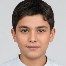 Neutral white child male with short  brown hair and brown eyes